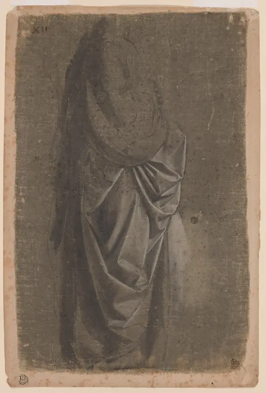 Drapery Study of a Standing Figure Facing Right, in Profile Wall Art by Andrea del Verrocchio - High-Resolution Digital Print