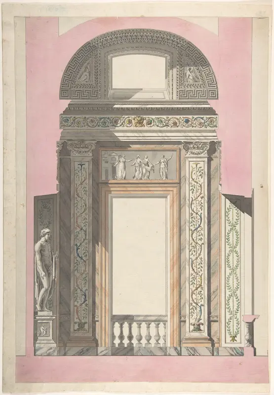 Drawing for an Interior Wall Art by Anonymous, Italian, 18th century - High-Resolution Digital Print