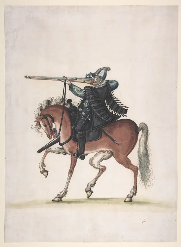 Drawing of a Mounted Arquebusier (Soldier on Horseback) Wall Art by Unknown - High-Resolution Digital Print