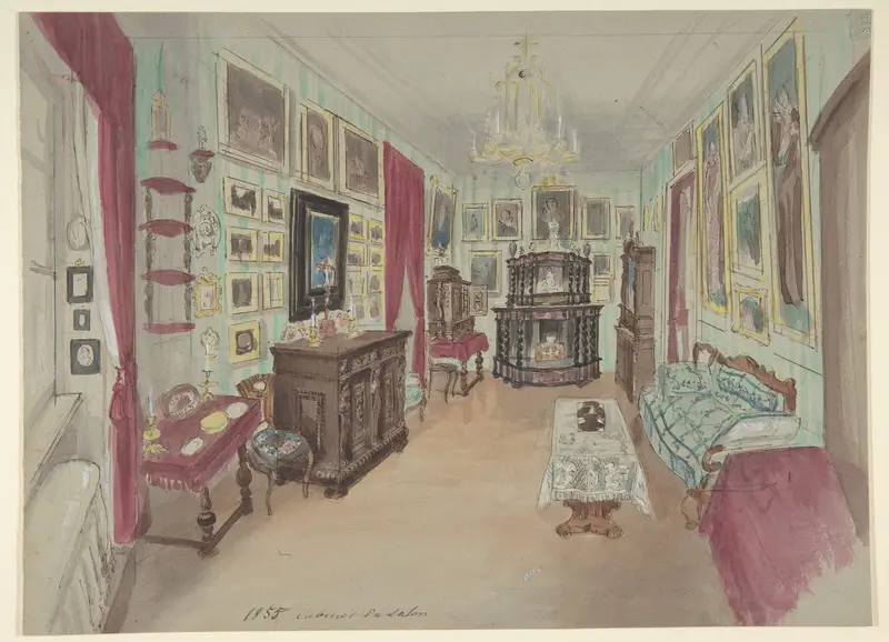 Drawing of an Interior: Cabinet du Salon Wall Art by Anonymous, French, 19th century - High-Resolution Digital Print
