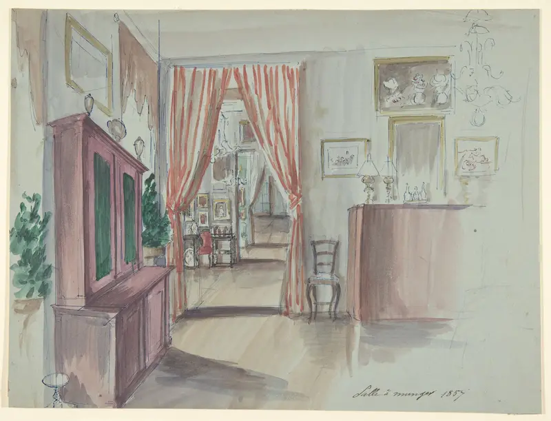 Drawing of an Interior: Salle à manger Wall Art by Anonymous, French, 19th century - High-Resolution Digital Print