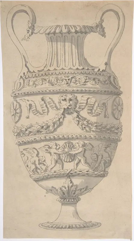 Drawing of an Urn Wall Art by Anonymous, French, 18th century - High-Resolution Digital Print