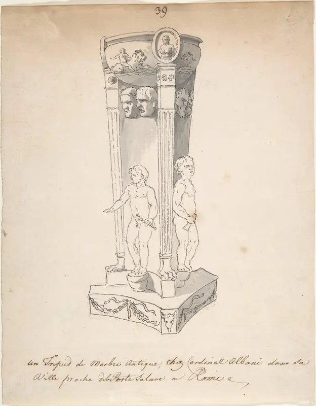 Drawing of Antique Tripod Wall Art by Anonymous, French, 18th century - High-Resolution Digital Print