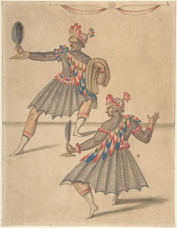Drawing of Two 'Americans' for Ballet de la Douairière de Billebahaut Wall Art by Daniel Rabel - High-Resolution Digital Print
