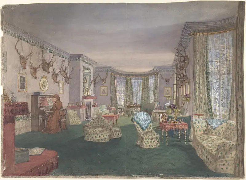 Drawing Room at Mar Lodge, Parish of Craithe and Braemar, Aberdeenshire Wall Art by Anonymous, British, 19th century - High-Resolution Digital Print