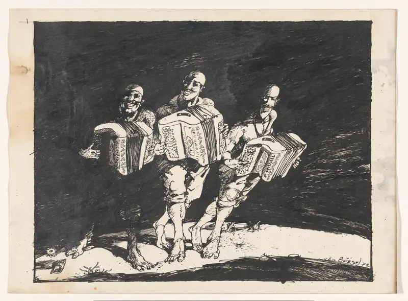 Drie accordeonspelers Wall Art by Unknown - High-Resolution Digital Print