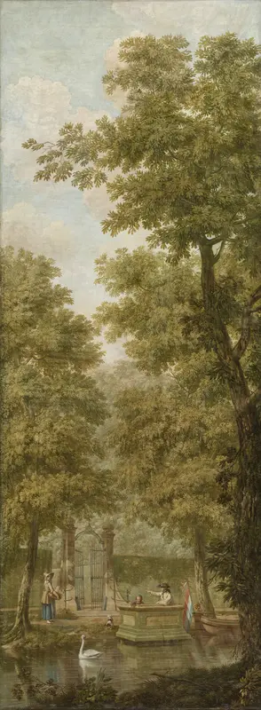 Drie behangselschilderingen van een Hollands landschap Wall Art by Unknown - High-Resolution Digital Print