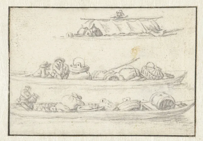 Drie beladen schuiten Wall Art by Herman Saftleven - High-Resolution Digital Print