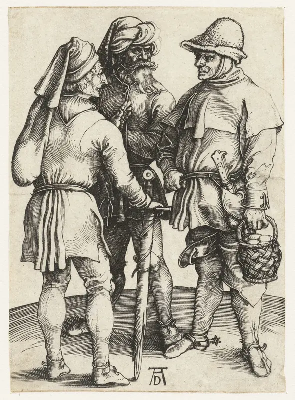 Drie boeren in gesprek Wall Art by Unknown - High-Resolution Digital Print