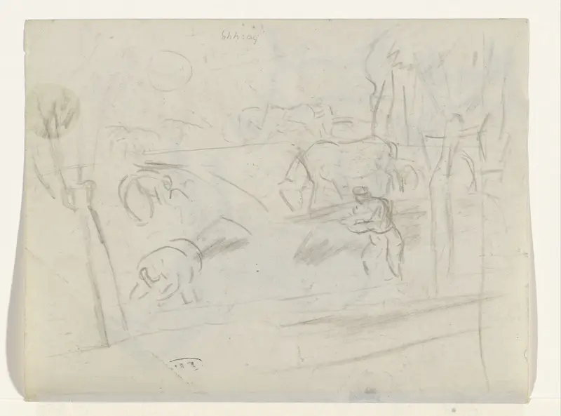 Drie boeren werken op het land Wall Art by Leo Gestel - High-Resolution Digital Print