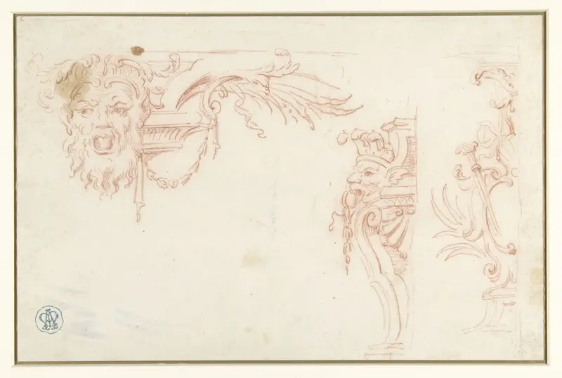Drie details van laat Lodewijk XIV interieur Wall Art by Jean Baptiste de La Rose - High-Resolution Digital Print