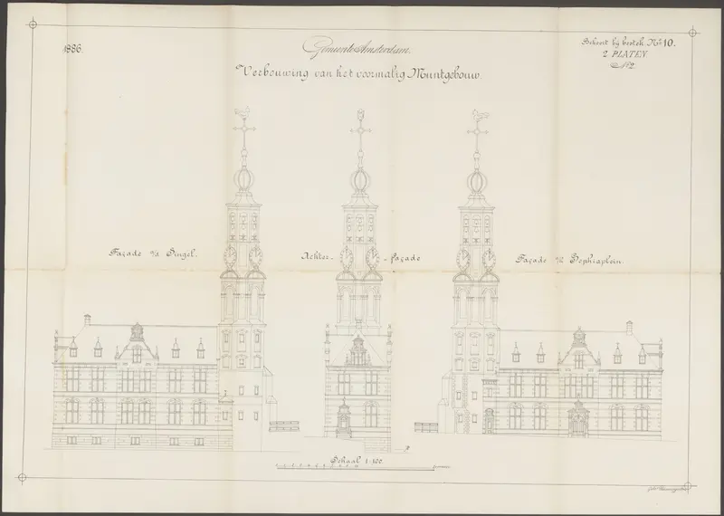Drie façades van het nieuwe Muntgebouw te Amsterdam Wall Art by Unknown - High-Resolution Digital Print