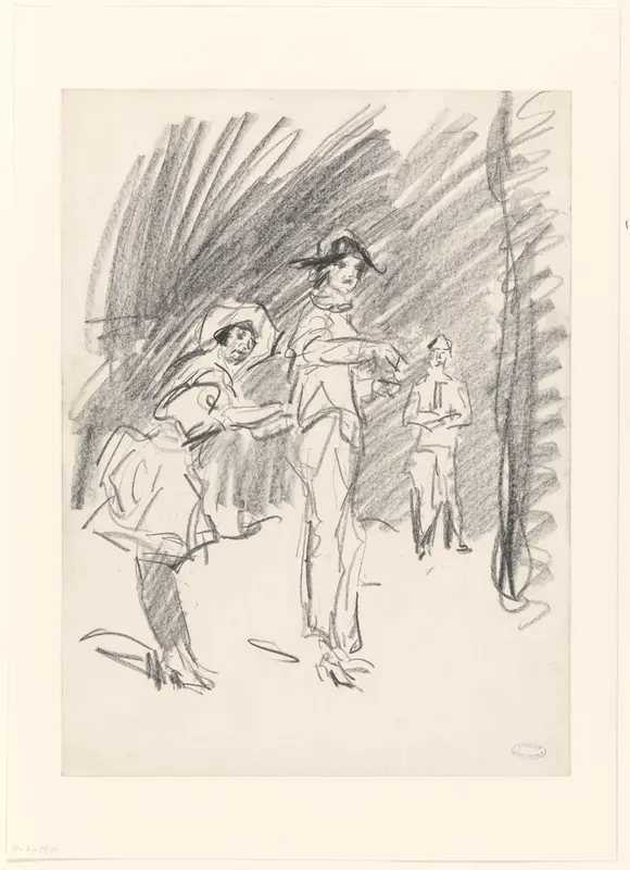 Drie figuren in een circusvoorstelling Wall Art by Isaac Israels - High-Resolution Digital Print