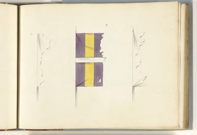 Drie Franse vaandels in flarden, veroverd bij Dendermonde, 1706 Wall Art by anonymous - High-Resolution Digital Print