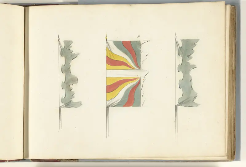 Drie Franse vaandels in flarden, veroverd in de slag bij Oudenaarde, 1708 Wall Art by anonymous - High-Resolution Digital Print