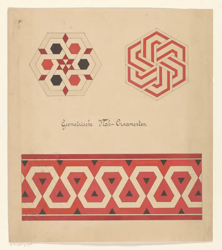 Drie geometrische vlakornamenten Wall Art by Reinier Willem Petrus de Vries (1874-1953) - High-Resolution Digital Print