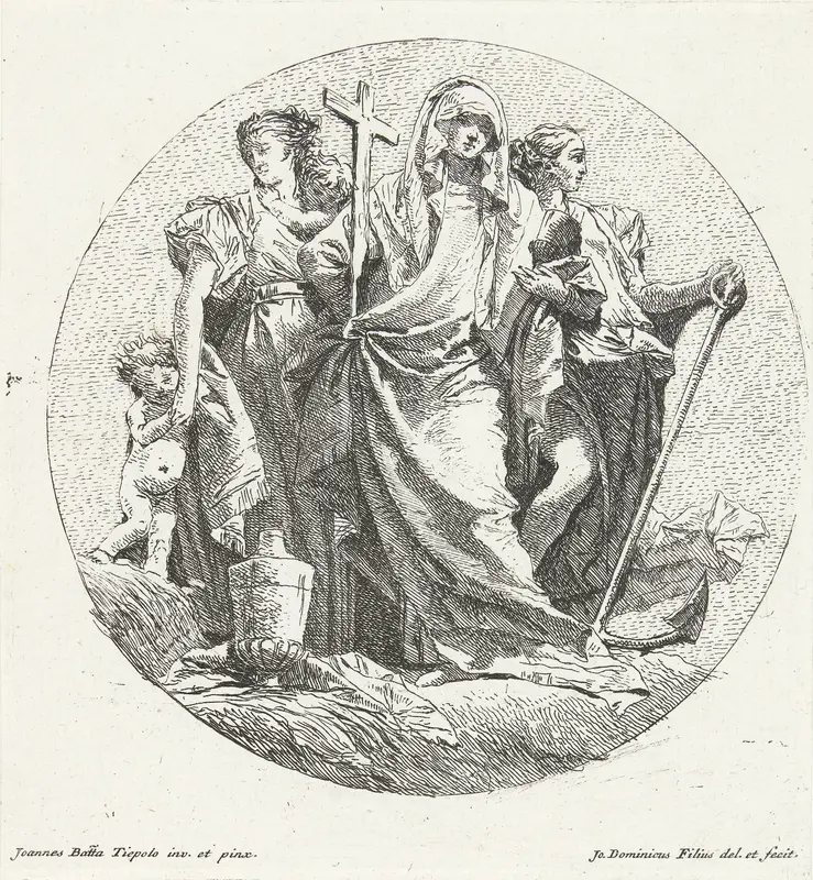 Drie goddelijke deugden geloof en hoop en liefde Wall Art by Unknown - High-Resolution Digital Print