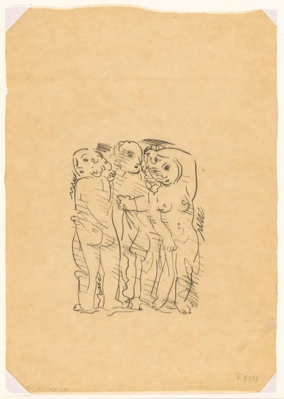 Drie gratiën (schets) Wall Art by Leo Gestel - High-Resolution Digital Print