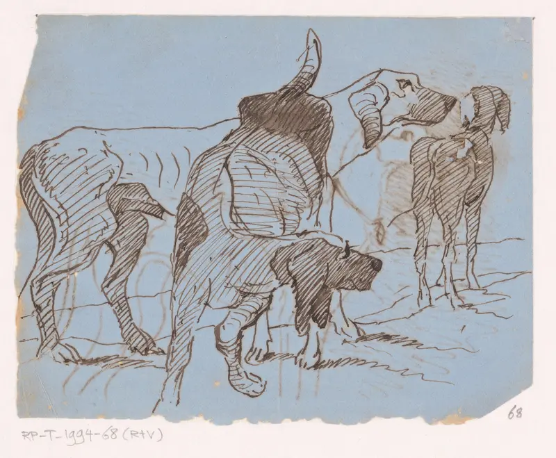 Drie honden Wall Art by Johannes Tavenraat - High-Resolution Digital Print