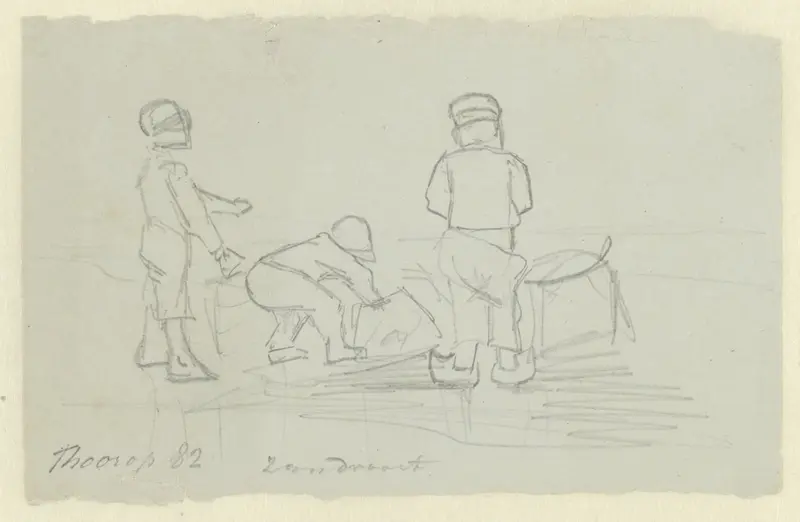 Drie kinderen spelend op het strand van Zandvoort Wall Art by Jan Toorop - High-Resolution Digital Print