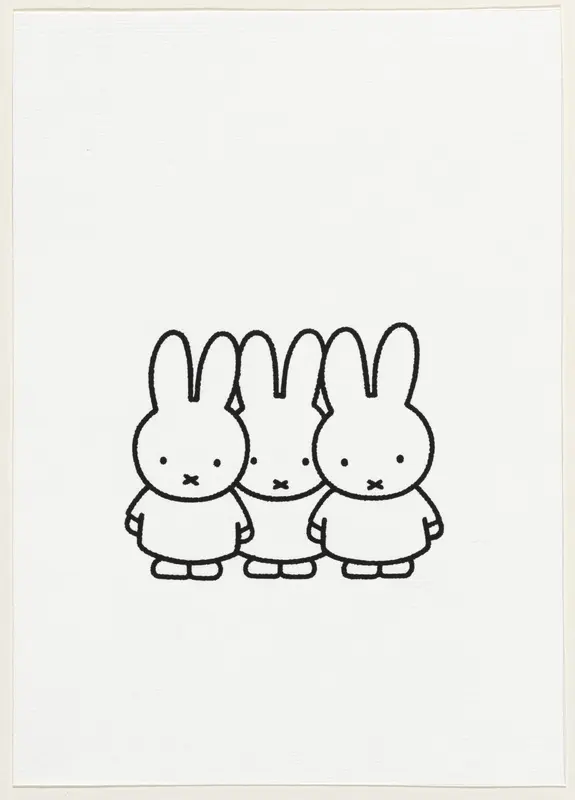 Drie konijnen naast elkaar Wall Art by Dick Bruna - High-Resolution Digital Print