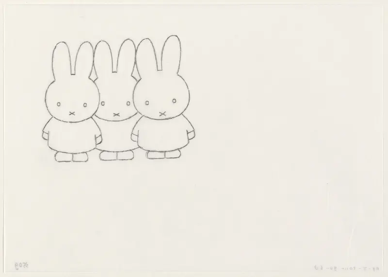 Drie konijnen (schets) Wall Art by Dick Bruna - High-Resolution Digital Print