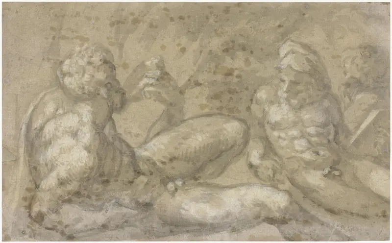 Drie liggende naakte mannen (riviergoden?) Wall Art by anonymous - High-Resolution Digital Print