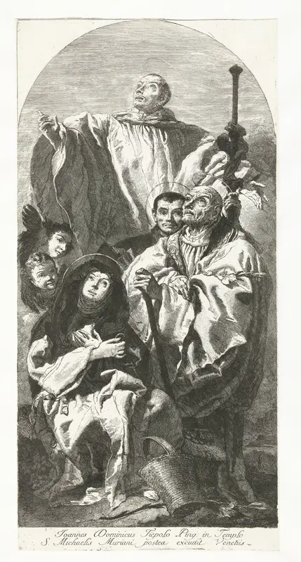 Drie mannelijke heiligen en vrouwelijke heilige van benedictijnse orde Wall Art by Unknown - High-Resolution Digital Print