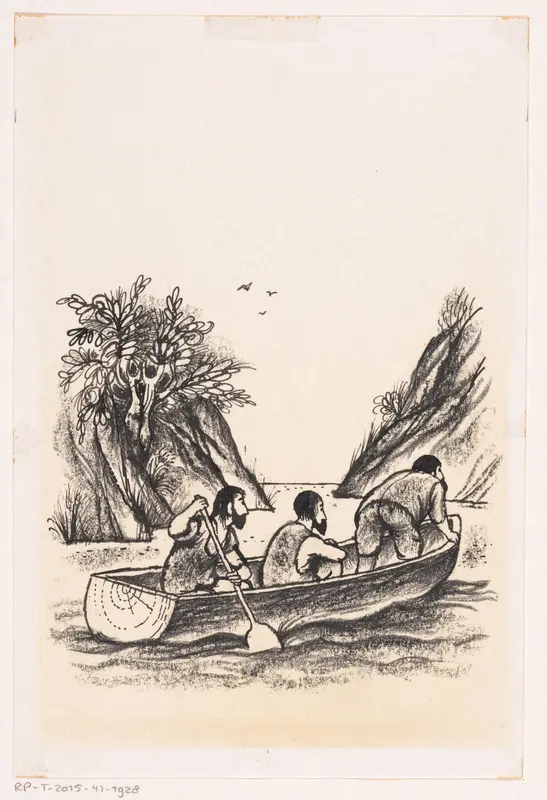Drie mannen in een kano Wall Art by Friso Henstra - High-Resolution Digital Print
