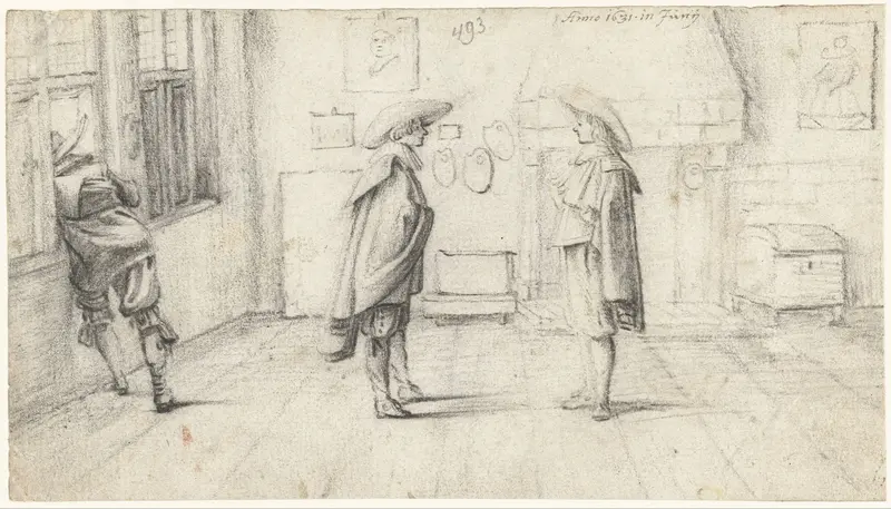 Drie mannen in een schildersatelier Wall Art by Gerard ter Borch (II) - High-Resolution Digital Print