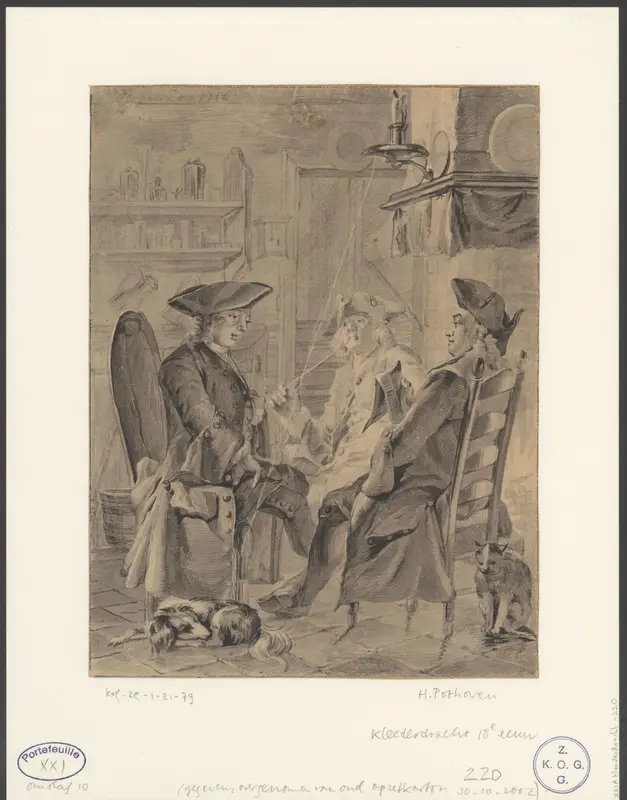 Drie mannen in gesprek in een keuken Wall Art by Unknown - High-Resolution Digital Print