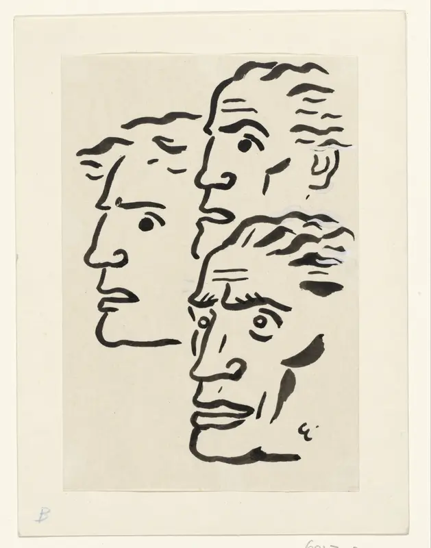 Drie mannengezichten Wall Art by Unknown - High-Resolution Digital Print