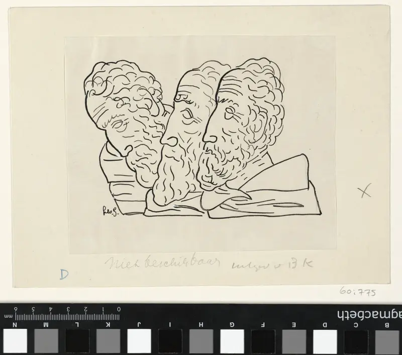 Drie mannenhoofden met baard Wall Art by Unknown - High-Resolution Digital Print