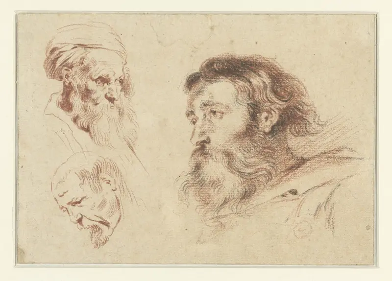 Drie manskoppen Wall Art by Unknown - High-Resolution Digital Print