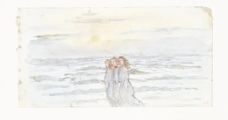 Drie meisjes, bij de zee