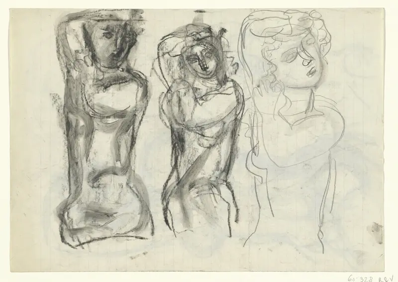 Drie naakte vrouwen Wall Art by Leo Gestel - High-Resolution Digital Print