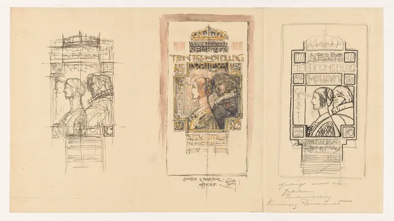 Drie ontwerpen voor affiches voor de tentoonstelling van Vereniging Rembrandt Wall Art by Unknown - High-Resolution Digital Print