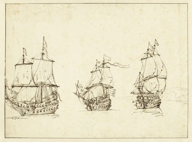 Drie oorlogsschepen Wall Art by anonymous - High-Resolution Digital Print