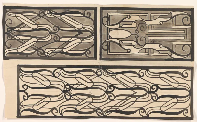 Drie ornamentele paneelontwerpen Wall Art by Carel Adolph Lion Cachet - High-Resolution Digital Print