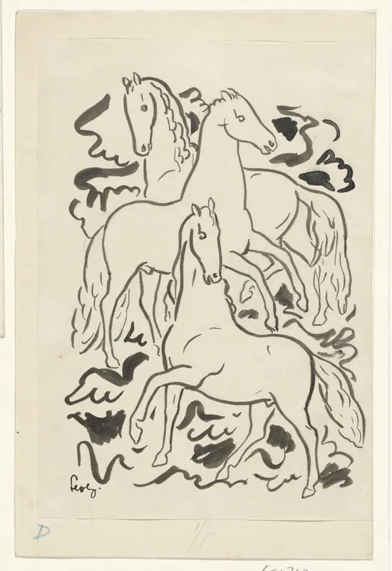 Drie paarden Wall Art by Unknown - High-Resolution Digital Print