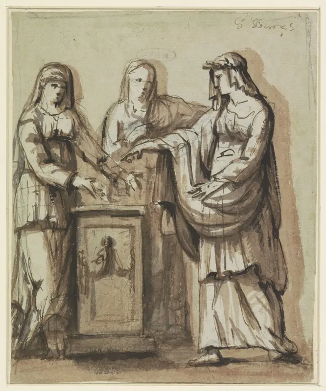 Drie priesteressen bij een offeraltaar Wall Art by Willem Jacob Herreyns - High-Resolution Digital Print