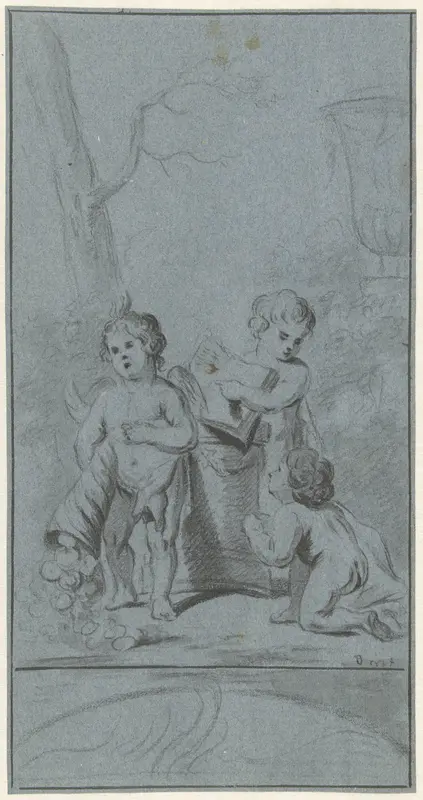 Drie putti bij een boom Wall Art by anonymous - High-Resolution Digital Print