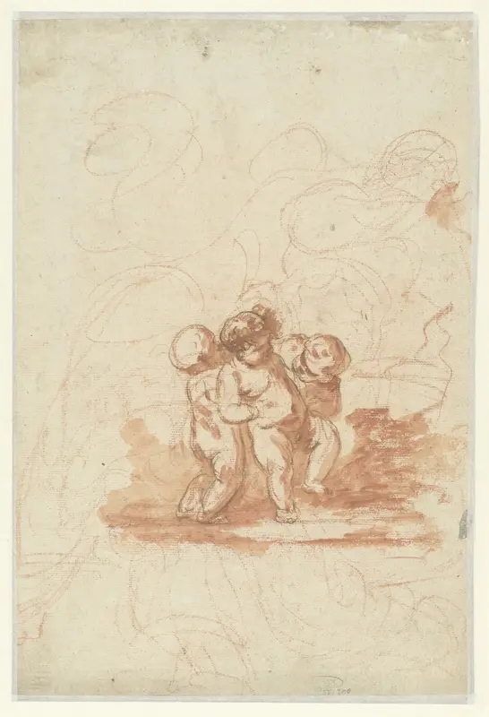 Drie putti in een landschap Wall Art by anonymous - High-Resolution Digital Print