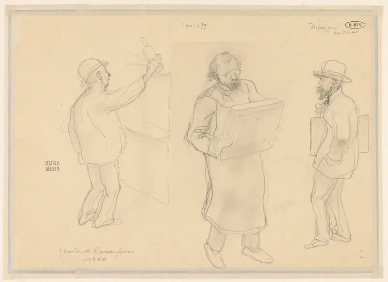 Drie schetsen van mannen Wall Art by Armand Rassenfosse - High-Resolution Digital Print