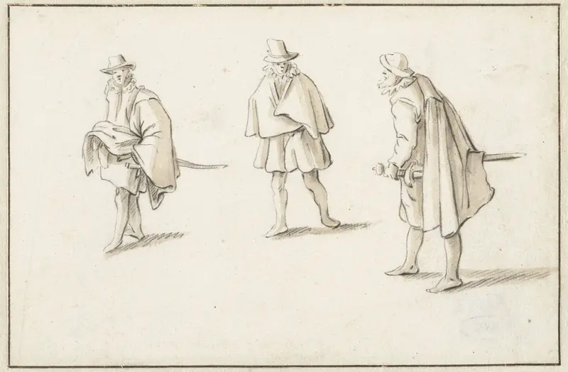 Drie staande mannen Wall Art by Herman Saftleven - High-Resolution Digital Print