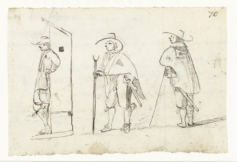 Drie staande mannen Wall Art by Moses ter Borch - High-Resolution Digital Print