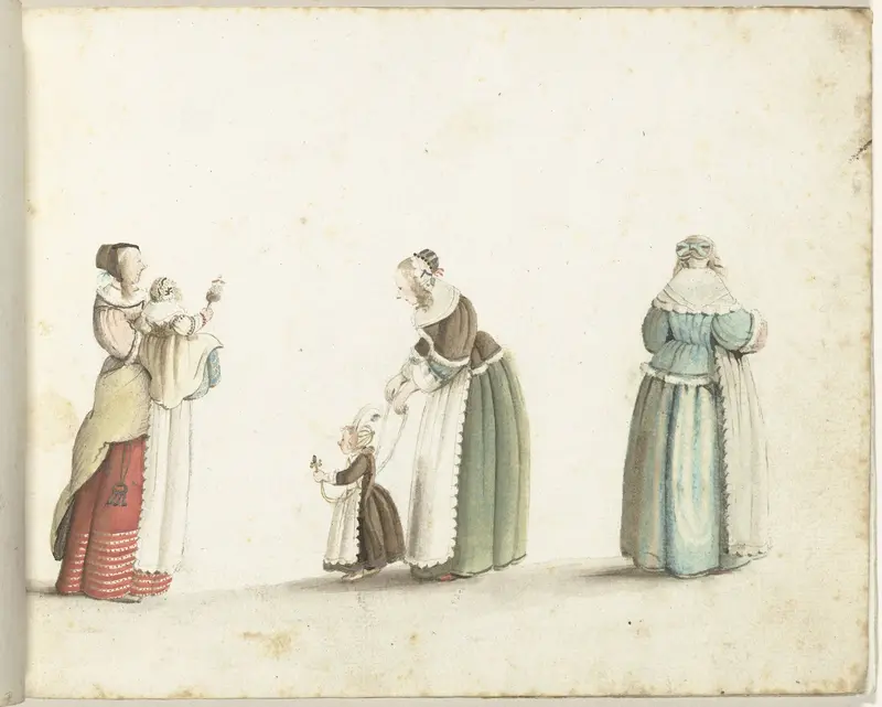 Drie staande vrouwen en twee kinderen Wall Art by Gesina ter Borch - High-Resolution Digital Print