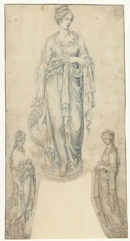 Drie studies naar of voor een beeldje van Juno Wall Art by Vincent Sellaer - High-Resolution Digital Print