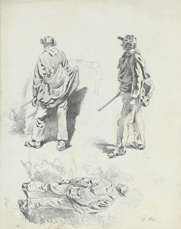 Drie studies van een jager Wall Art by Pieter van Loon - High-Resolution Digital Print