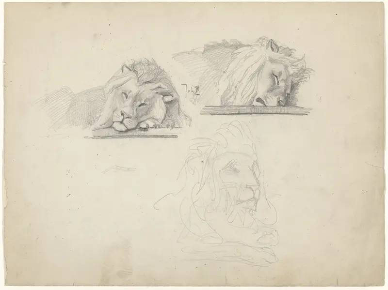 Drie studies van een leeuw Wall Art by Johan Braakensiek - High-Resolution Digital Print